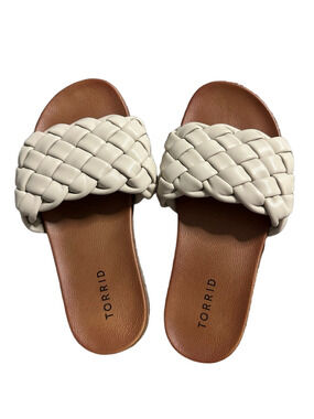 Torrid NWOT Cream Braided Slide Sandals
